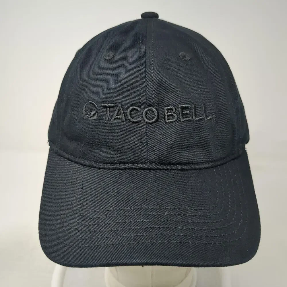 Taco Bell Logo Baseball Cap Black One Size Tonal Embroidery Slideback Cotton Hat